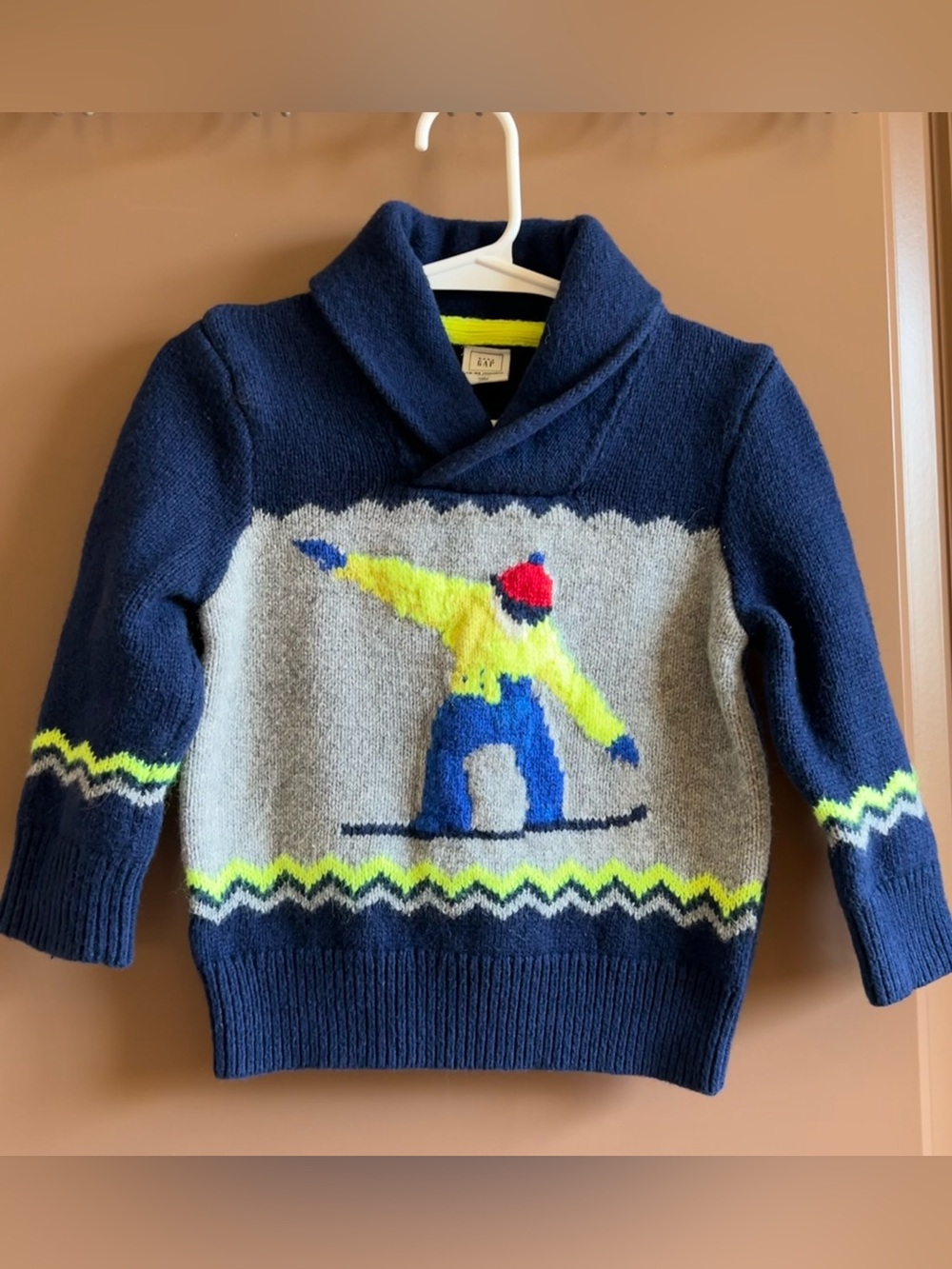 Baby Gap 18-24M Snowboarder Ski Sweater Cowl Neck Navy
